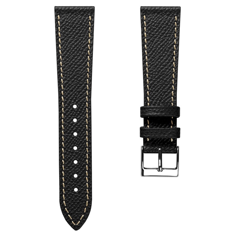 Hand-Stitched Epsom Italian Leather Watch Strap – Alpine Black