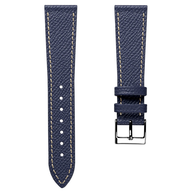 Hand-Stitched Epsom Italian Leather Watch Strap  – Alpine Blue