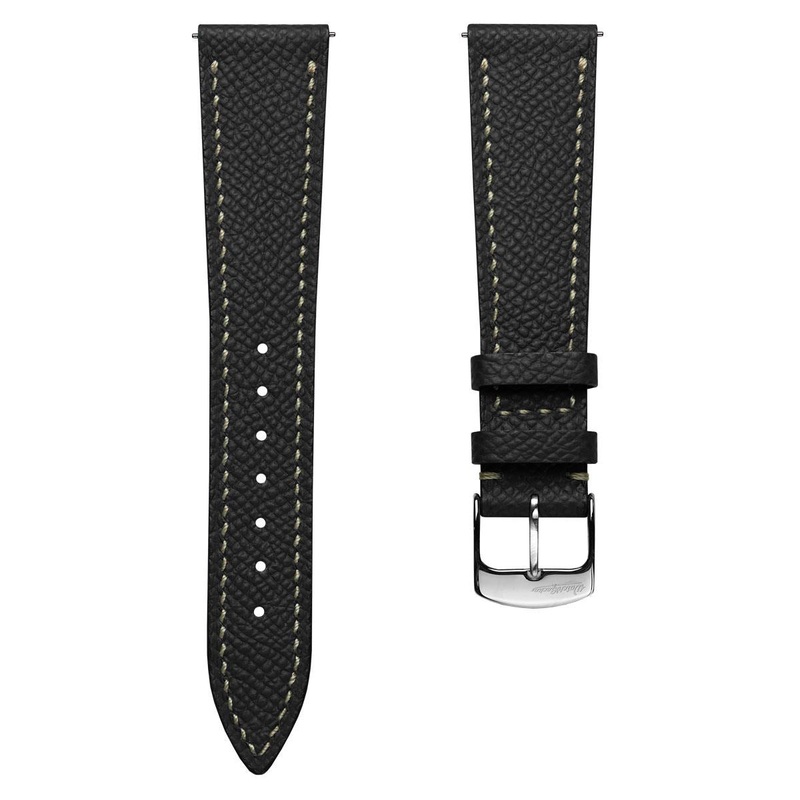 Hanley Textured Epsom Hand-Stitched Leather Watch Strap – Black
