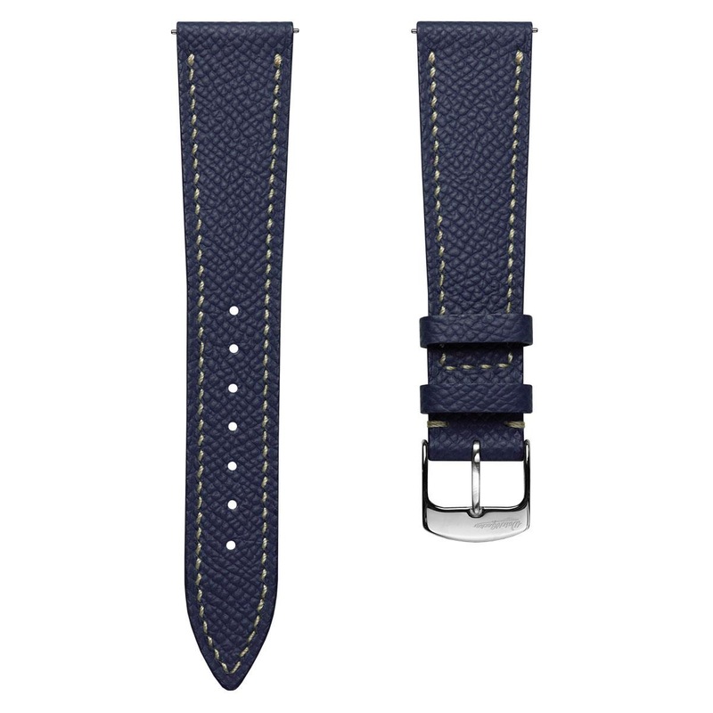Hanley Textured Epsom Hand-Stitched Leather Watch Strap – Dark Blue