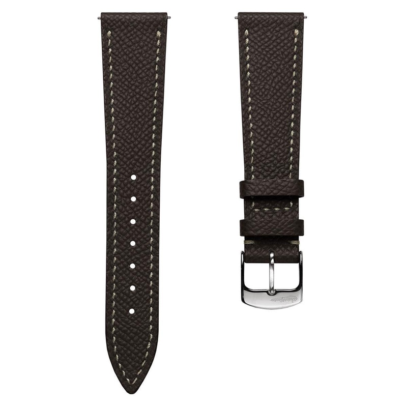 Hanley Textured Epsom Hand-Stitched Leather Watch Strap – Dark Brown