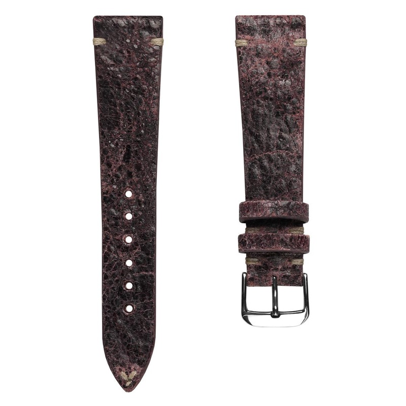 Dexter Cracked Finish Leather Watch Strap – Gloss Bordeaux