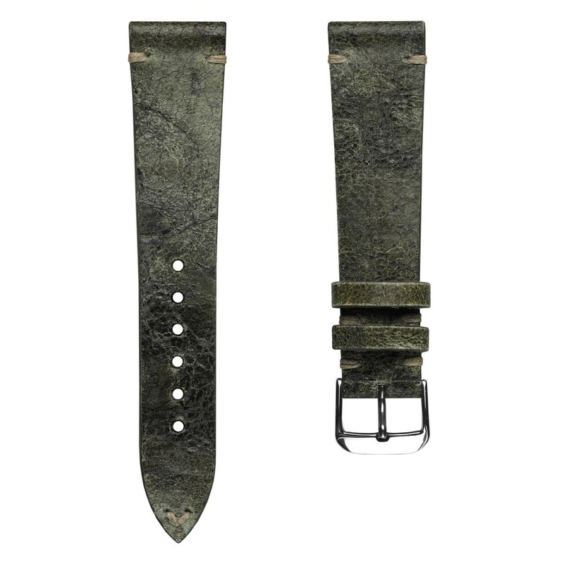 Dexter Cracked Finish Leather Watch Strap – Gloss Forest Green