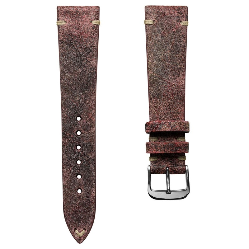 Dexter Cracked Finish Leather Watch Strap – Matte Bordeaux