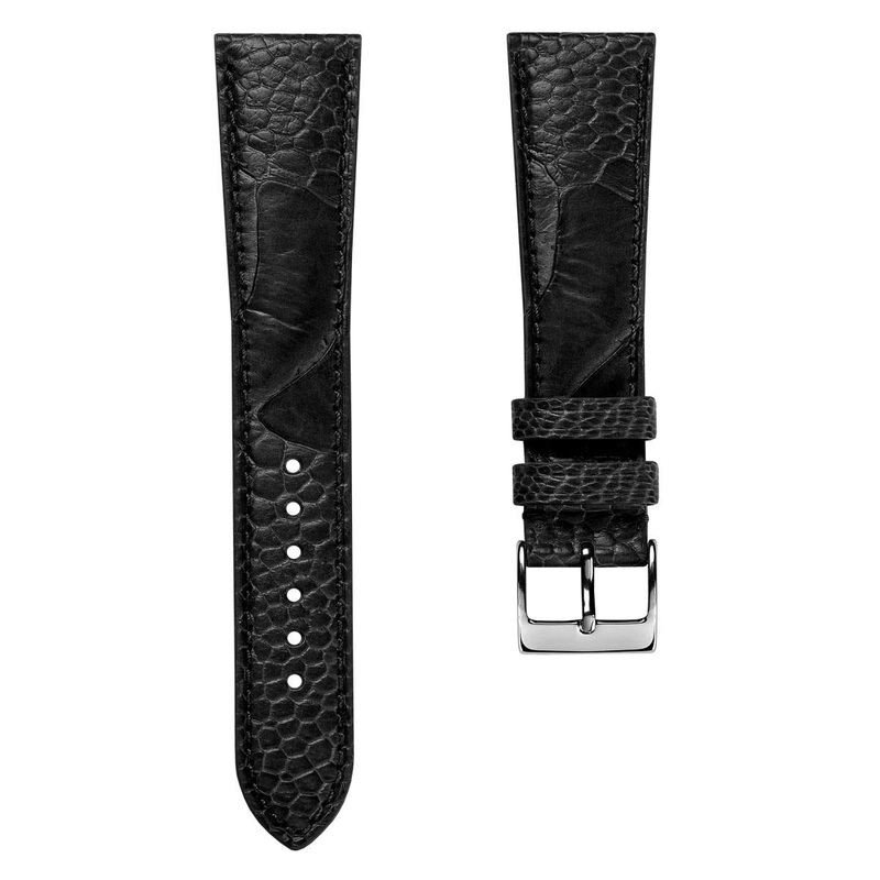 Ostrich Leg Leather Watch Strap – Black