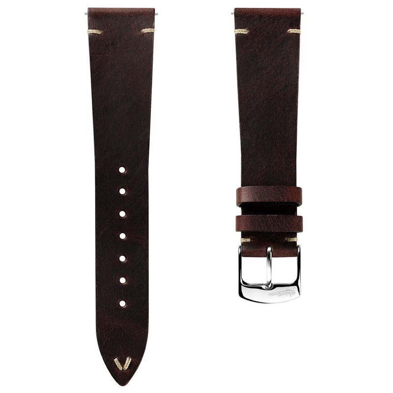 Vintage-Stitched Genuine Leather Watch Strap – Crazy Horse Chocolate Brown