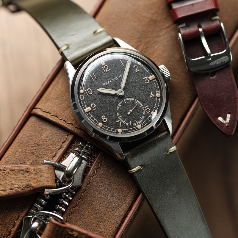 Vintage-Stitched Genuine Leather Watch Strap – Horween Chromexcel Olive Green