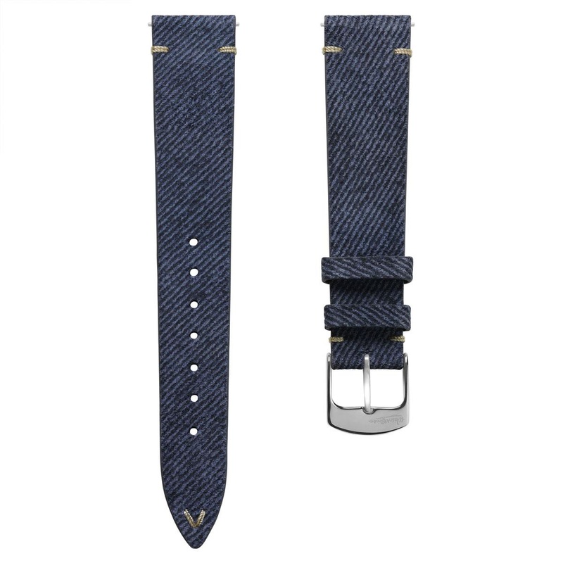 Arbour V-Stitch Denim Design Genuine Leather Watch Strap – Navy Blue