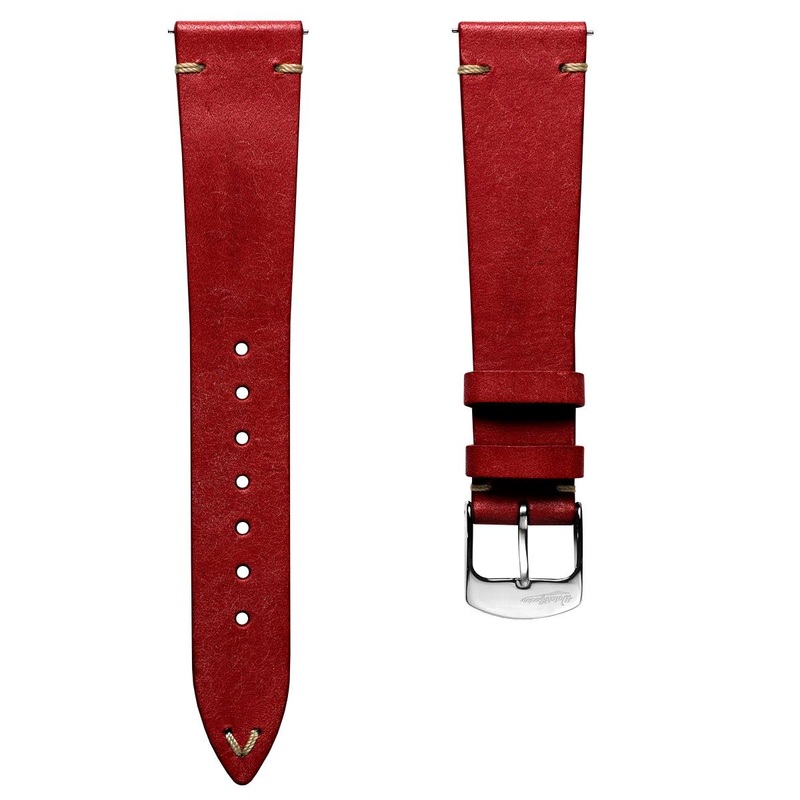 Badalassi Carlo Pueblo V-Stitch Genuine Italian Leather Watch Strap – Bright Red