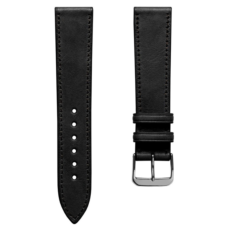 Camden Hand-Stitched Genuine Leather Watch Strap – Black