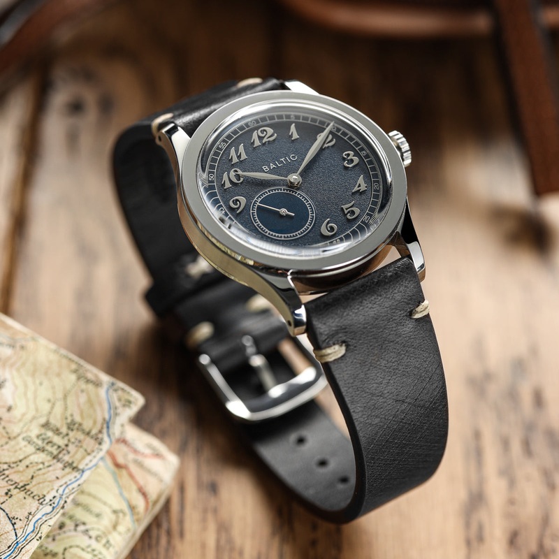 Cortez Vintage Stitching Genuine Leather Watch Strap – Black