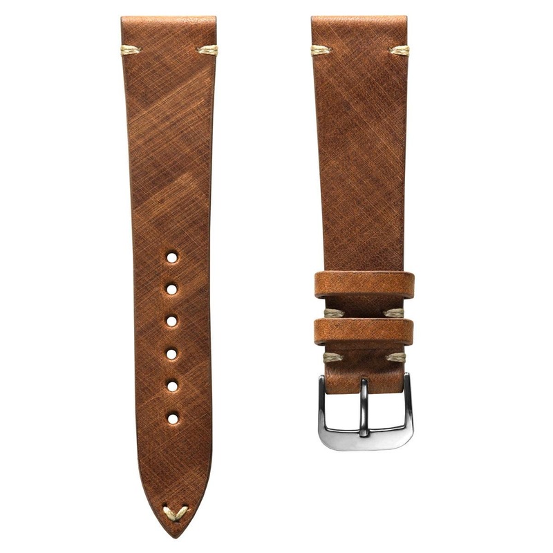 Cortez Vintage Stitching Genuine Leather Watch Strap – Cognac