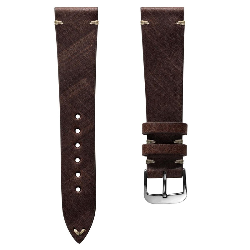 Cortez Vintage Stitching Genuine Leather Watch Strap – Mocha