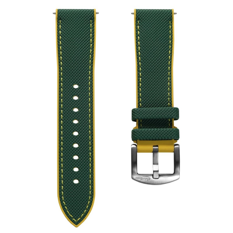 WatchGecko ChronoFlex Rubber Watch Strap – Green & Yellow