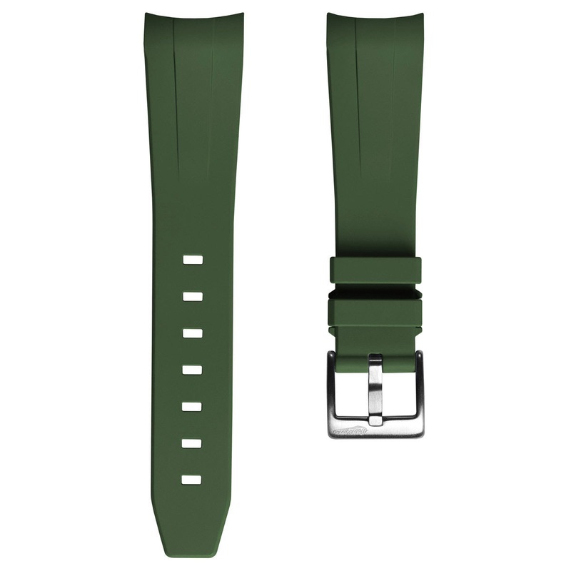WatchGecko Curved Ends  Rubber Watch Strap – Green