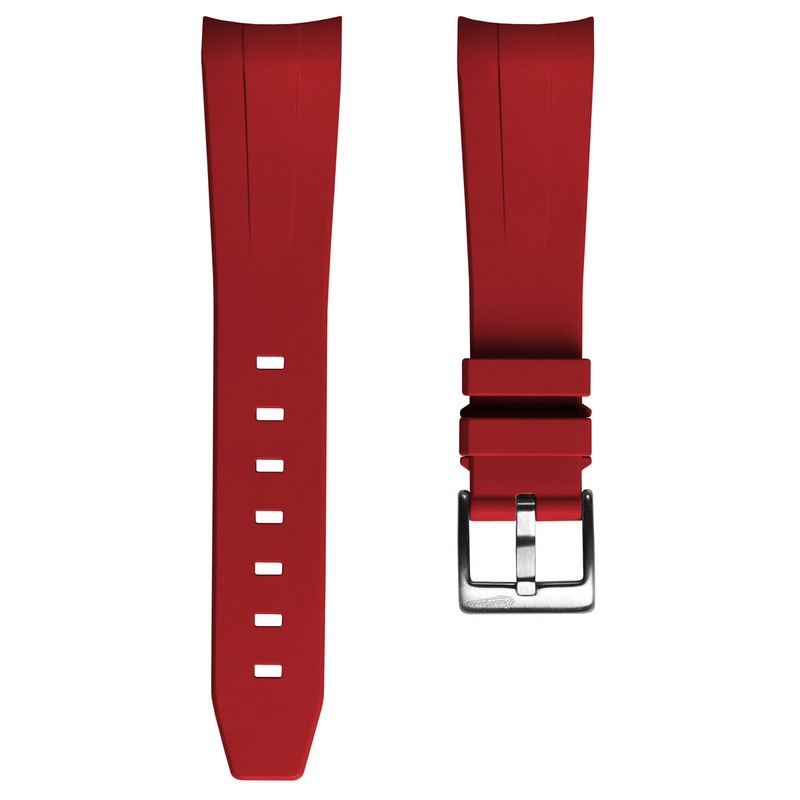 WatchGecko Curved Ends Rubber Watch Strap – Red