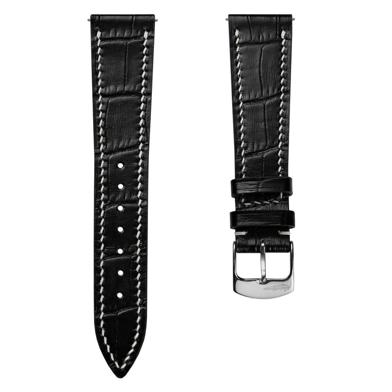 Arnhem Hand-Stitched Calf Leather Watch Strap – Alligator Print Black