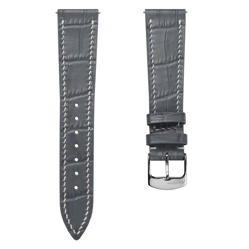 Arnhem Hand-Stitched Calf Leather Watch Strap – Alligator Print Grey