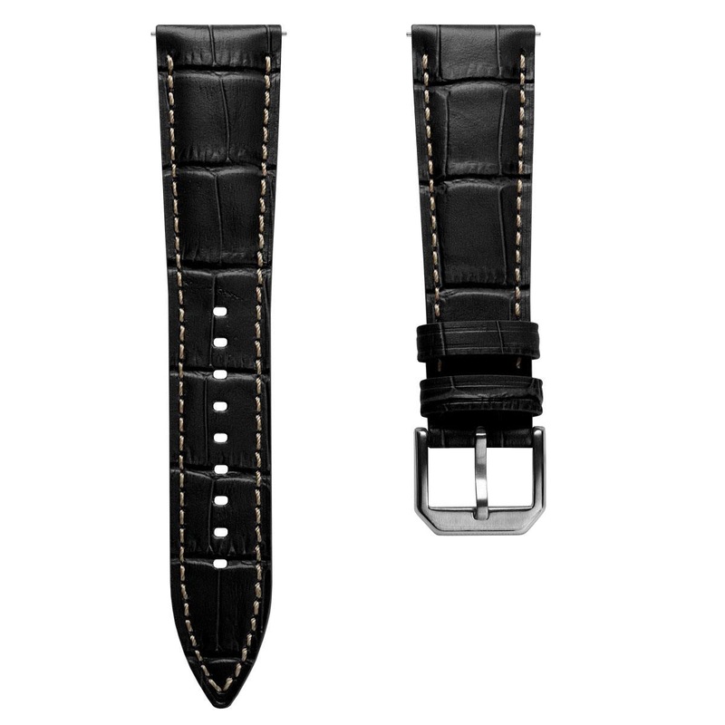 Carolina Gator Print Genuine Leather Watch Strap – Midnight Black