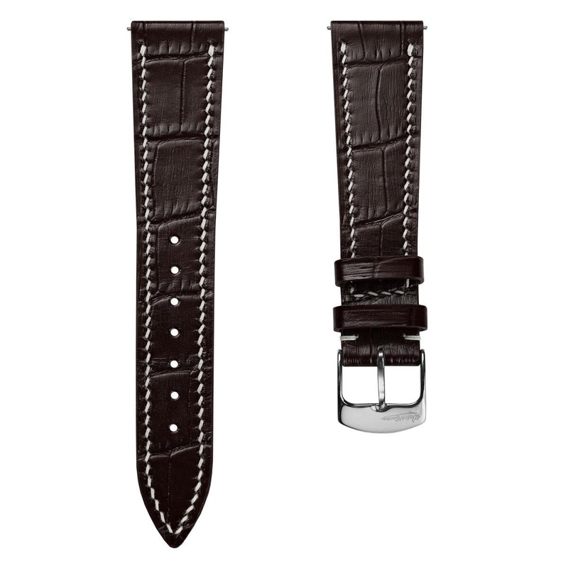 Hand-Stitched Watch Strap – Alligator Print Chocolate Brown