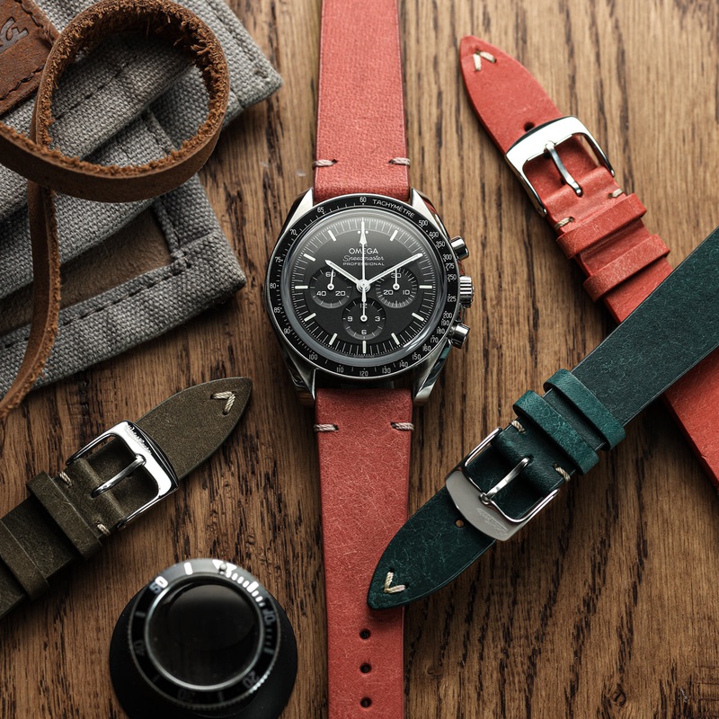 Vintage Stitched Watch Strap – Badalassi Carlo Pueblo Salmon Red