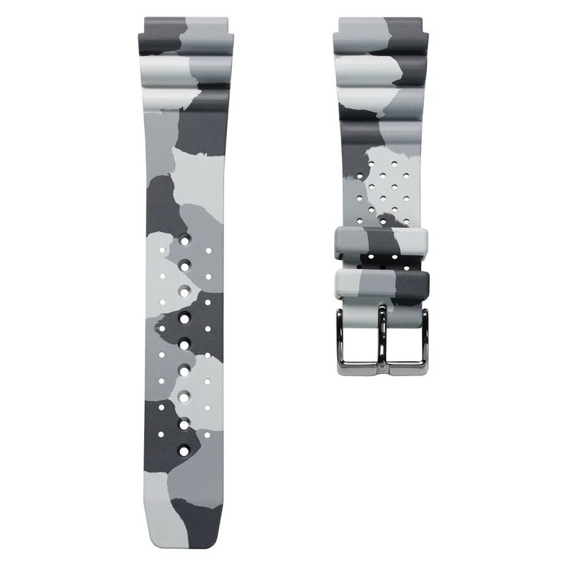 WatchGecko 285 Italian Rubber Diver’s Watch Strap – Grey Camouflage