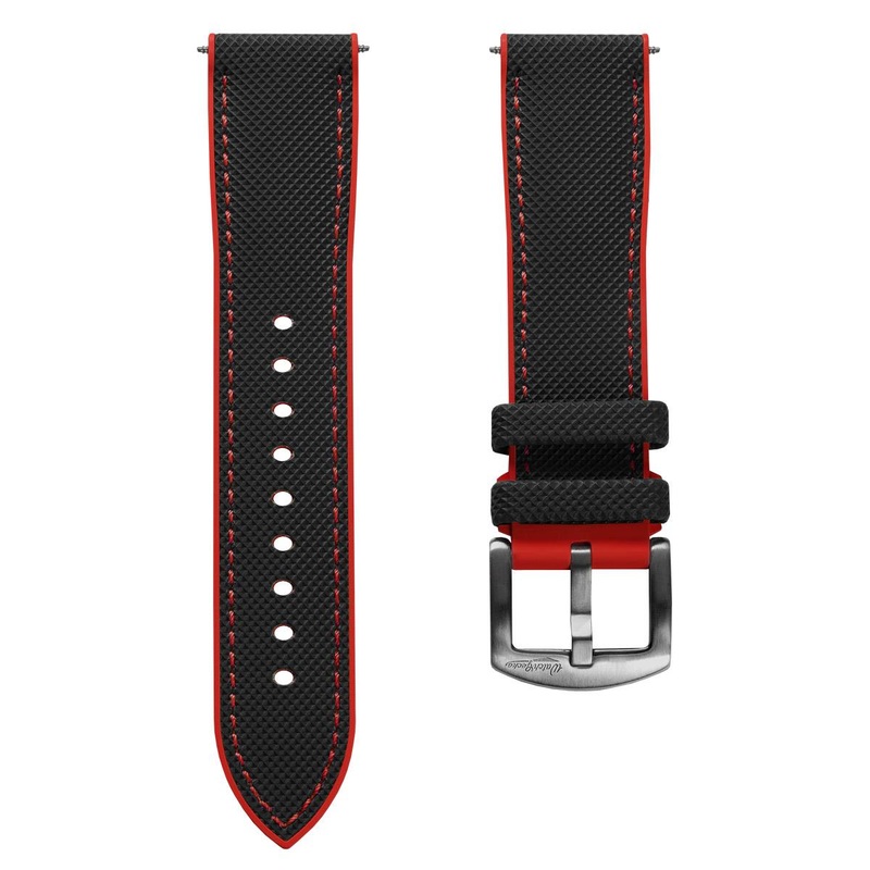 WatchGecko ChronoFlex Rubber Watch Strap – Black & Red