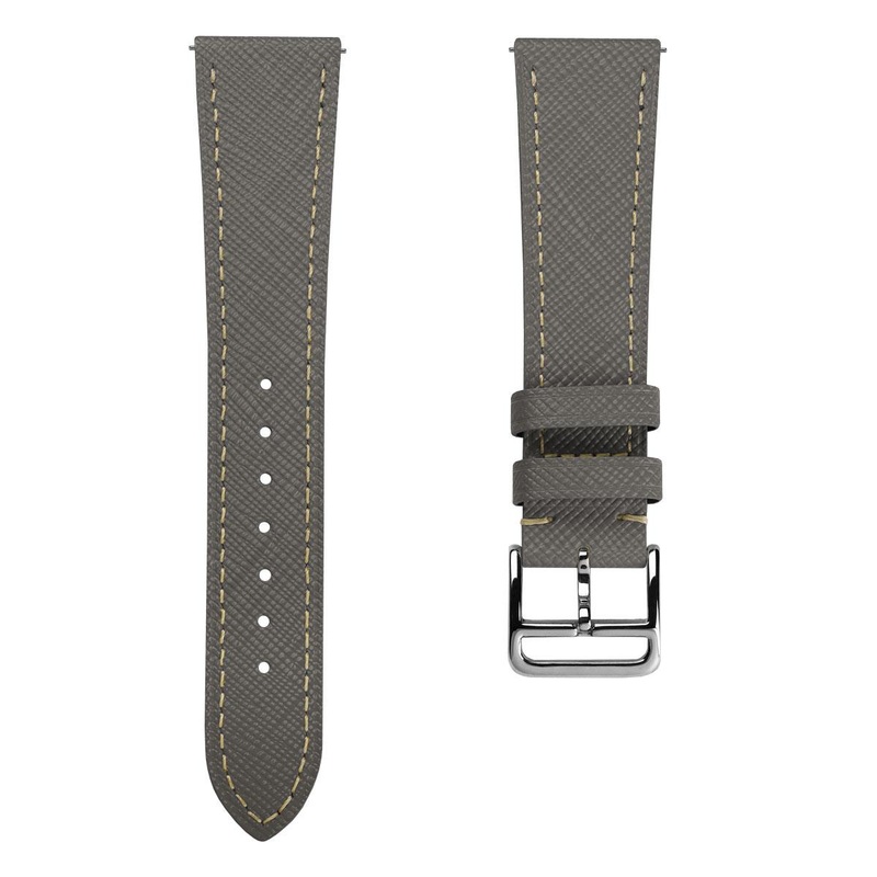 Brixham Saffiano Leather Watch Strap – Grey