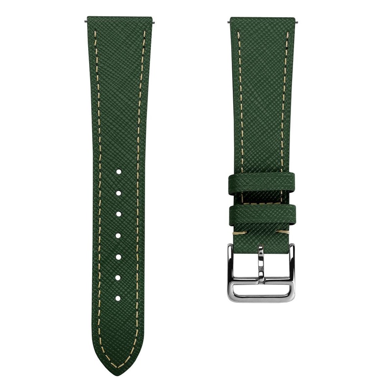 Brixham Saffiano Leather Watch Strap – Jasper Green