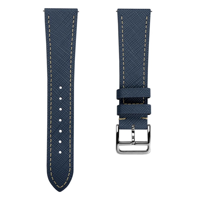 Brixham Saffiano Leather Watch Strap – Navy Blue