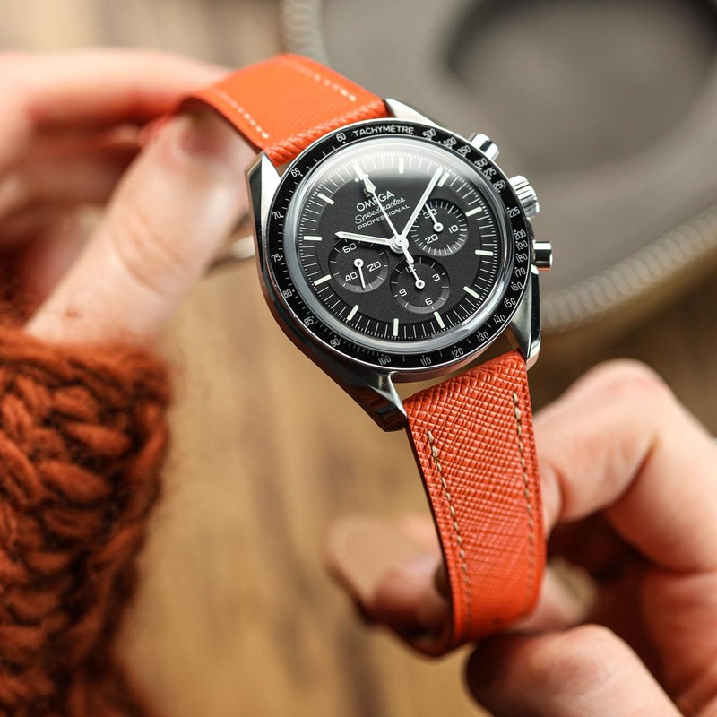 Brixham Saffiano Leather Watch Strap – Seville Orange