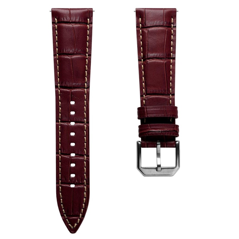 Carolina Gator Print Genuine Leather Watch Strap – Garnet Red