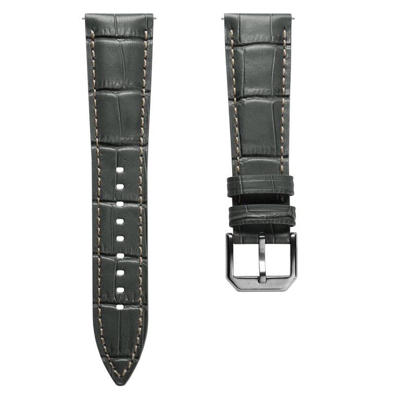 Carolina Gator Print Genuine Leather Watch Strap – Graphite Grey