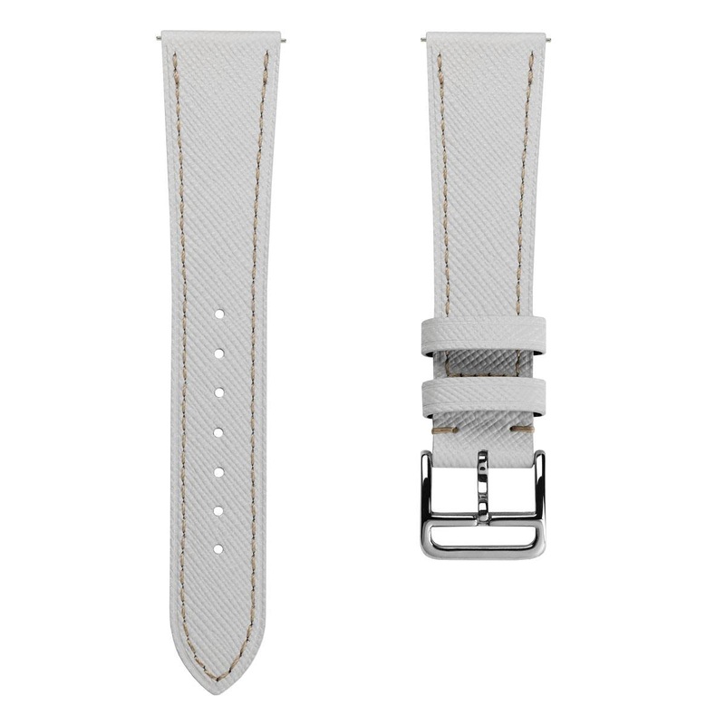 Flat Leather Watch Strap – Saffiano White