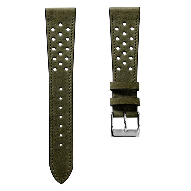 WatchGecko Missouri Perforated Leather Watch Strap – Green
