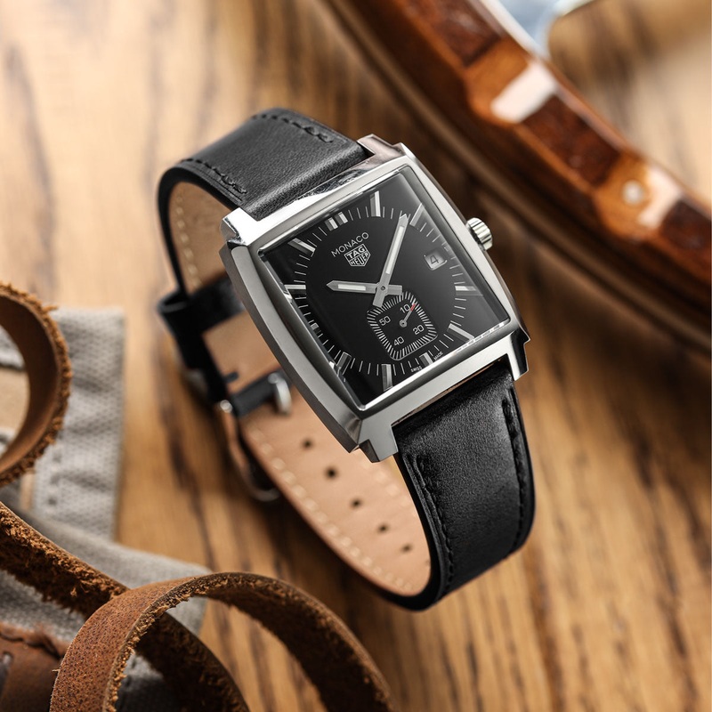 Brixham Flat Leather Watch Strap – Classic Black / Black