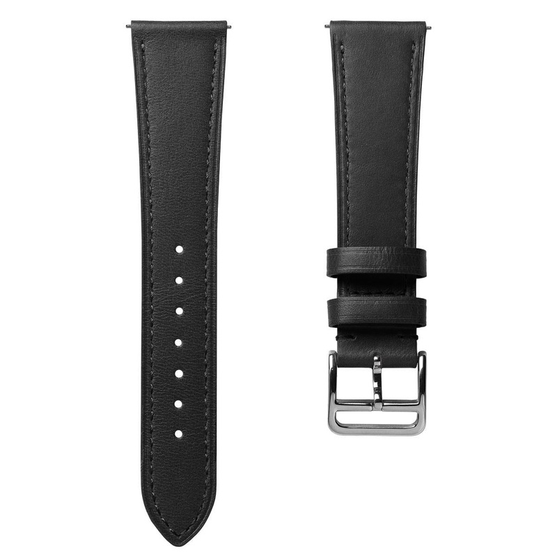 Brixham Flat Leather Watch Strap – Classic Black / Black