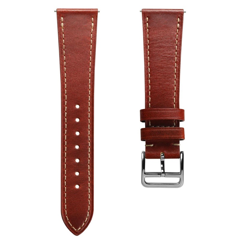 Brixham Flat Leather Watch Strap – Classic Reddish Brown