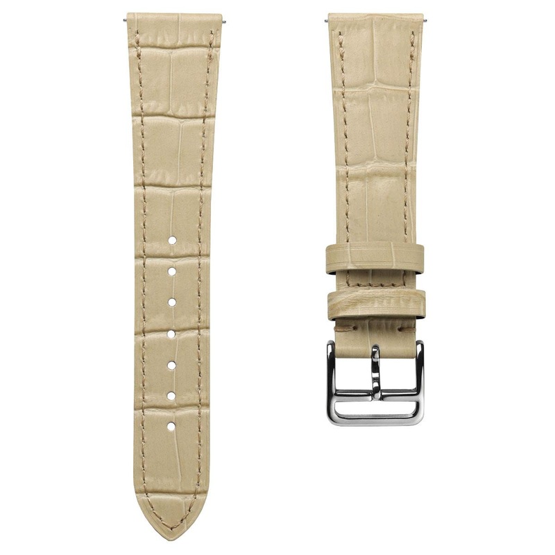 Flat Leather Watch Strap – Alligator Print Beige