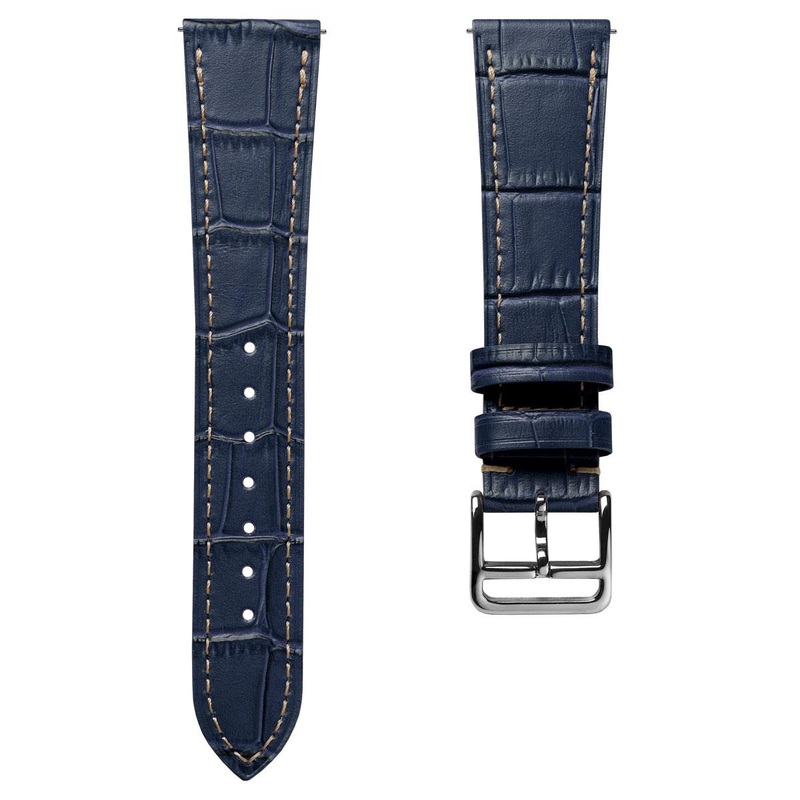 Flat Leather Watch Strap – Alligator Print Blue