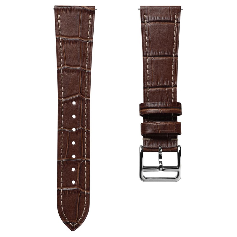 Flat Leather Watch Strap – Alligator Print Brown