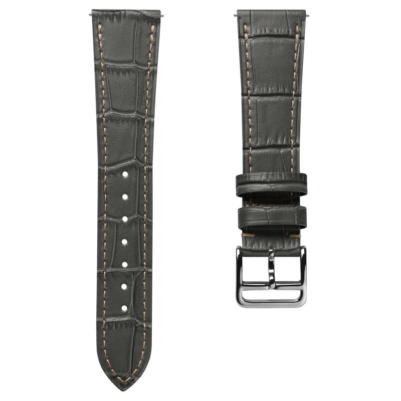 Flat Leather Watch Strap – Alligator Print Grey