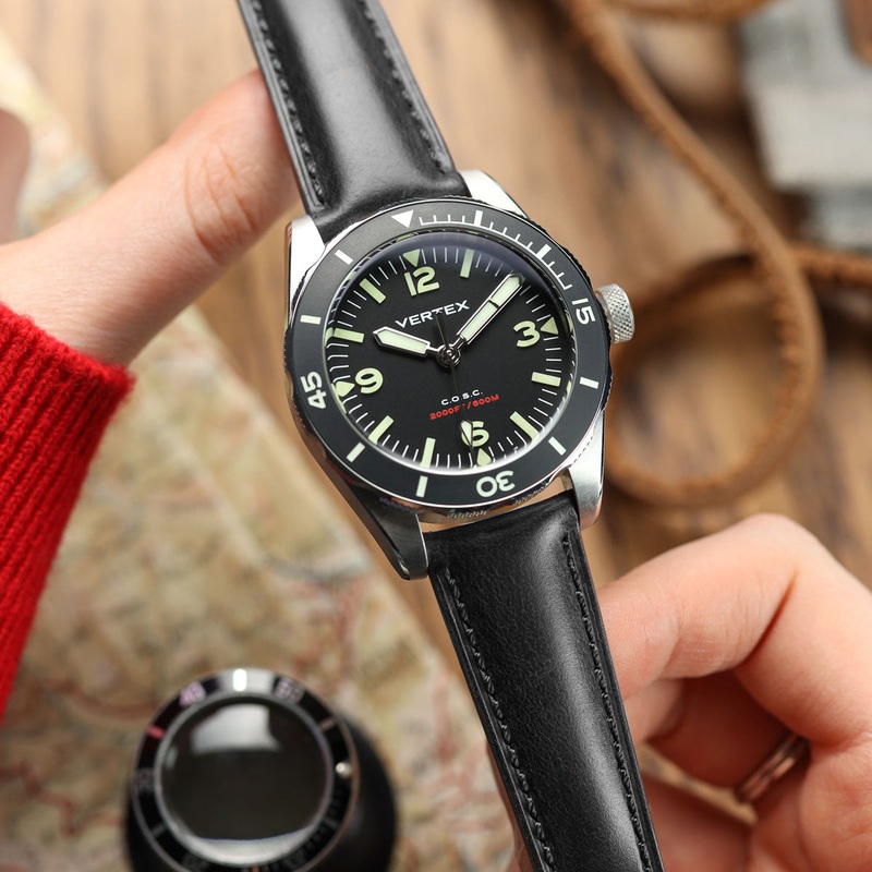 Tenby Padded Genuine Leather Watch Strap – Classic Black / Black