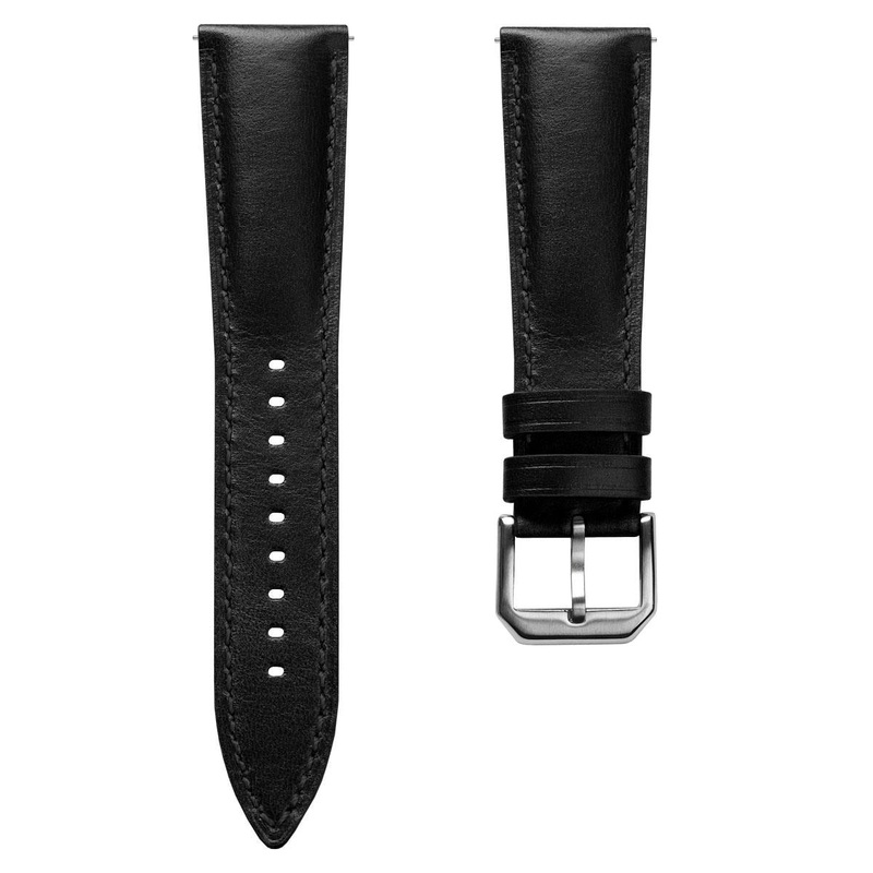 Tenby Padded Genuine Leather Watch Strap – Classic Black / Black