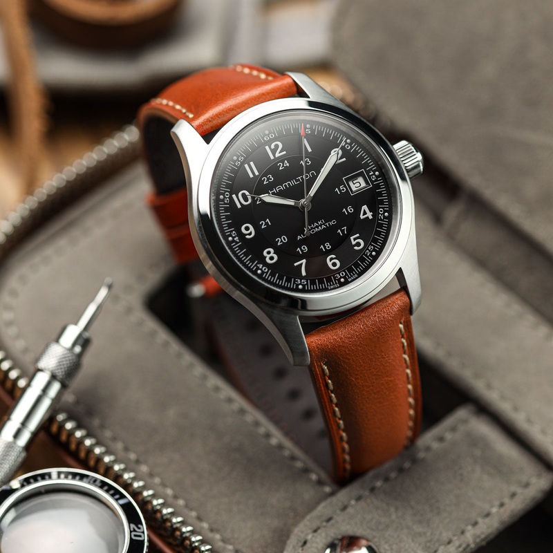 Tenby Padded Genuine Leather Watch Strap – Classic Rust Brown