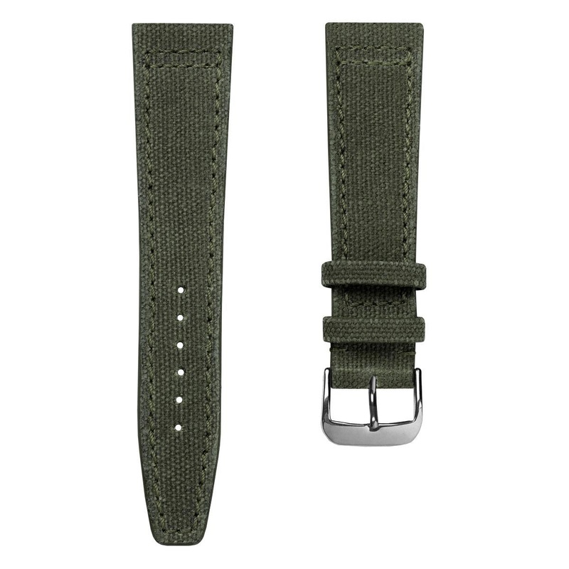 WatchGecko Handmade Two-Piece Canvas Watch Strap – Olive Green