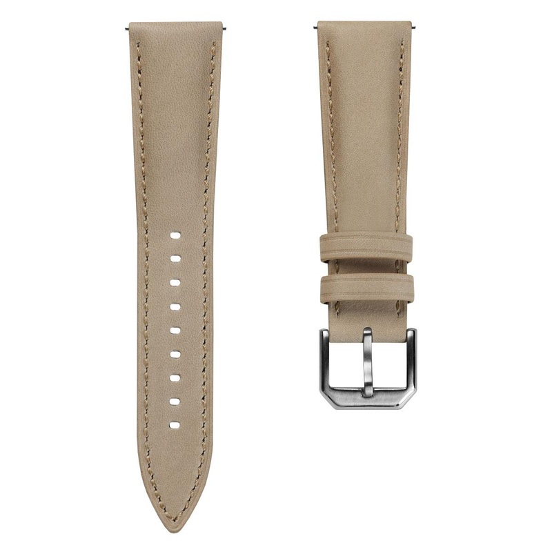 Whitby Padded Genuine Leather Watch Strap – Pastel Beige