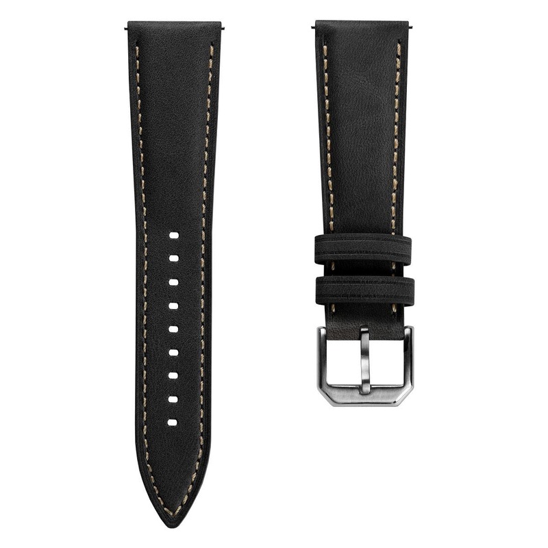 Whitby Padded Genuine Leather Watch Strap – Pastel Black