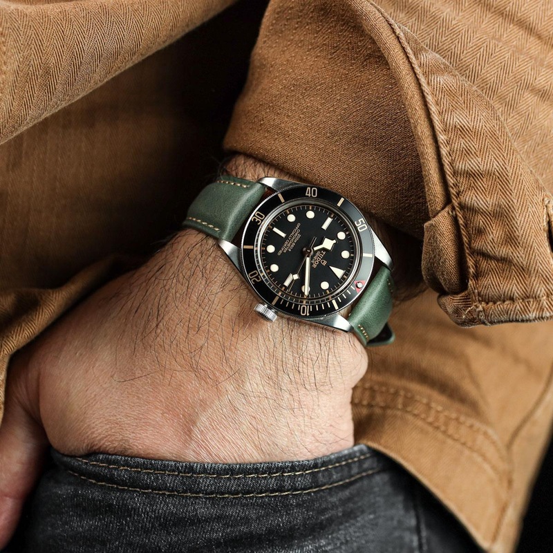 Whitby Padded Genuine Leather Watch Strap – Pastel Sage Green