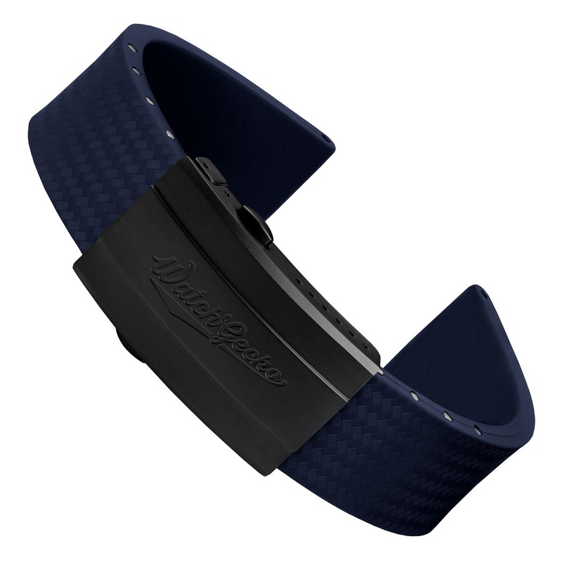 400 CTS Italian Rubber Divers Reversible Watch Strap – Dark Blue – IP Black